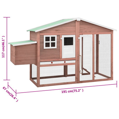 Chicken coop with nest box in suede and white solid spruce