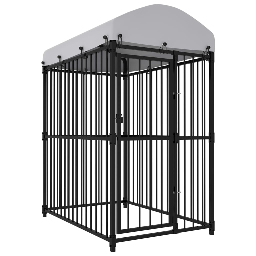 Outdoor dog cage with canopy 150x100x175 cm