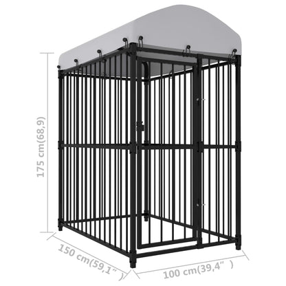 Outdoor dog cage with canopy 150x100x175 cm