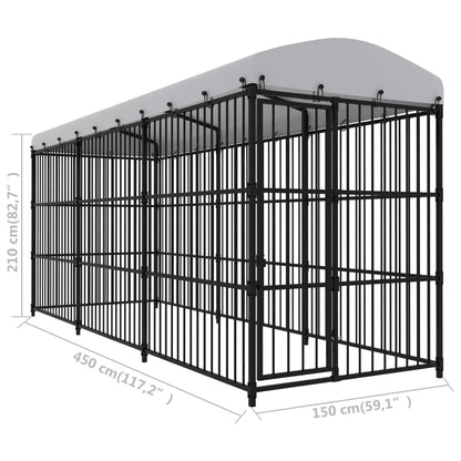 Koiran ulkohäkki katoksella 450x150x210 cm