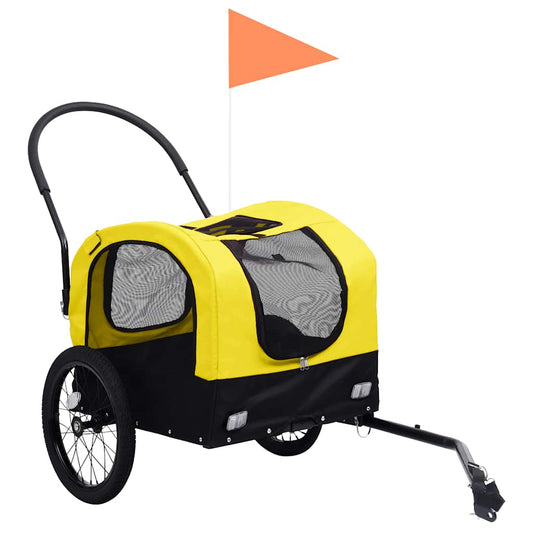 2-in-1 lemmikkikärry pyörään/juoksurattaat keltainen ja musta