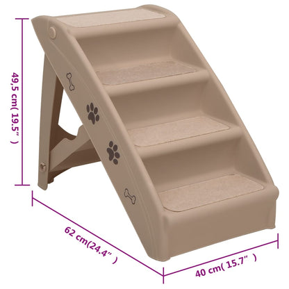 Foldable dog stairs brown 62x40x49.5 cm
