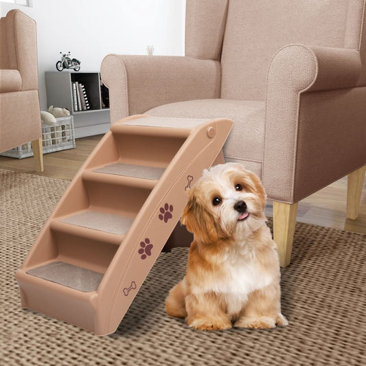Foldable dog stairs brown 62x40x49.5 cm