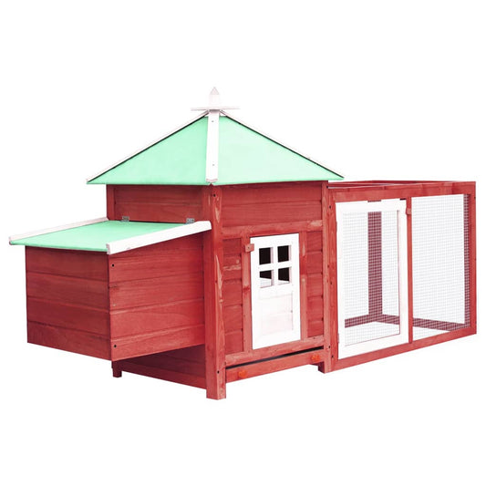 Chicken coop with nesting box red 190x72x102 cm solid spruce