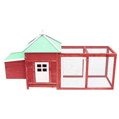 Chicken coop with nesting box red 190x72x102 cm solid spruce