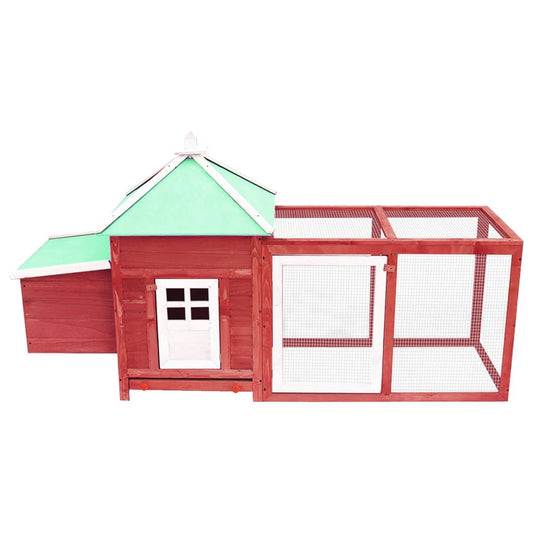 Chicken coop with nesting box red 190x72x102 cm solid spruce