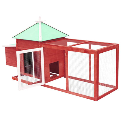 Chicken coop with nesting box red 190x72x102 cm solid spruce