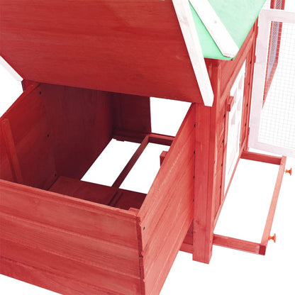 Chicken coop with nesting box red 190x72x102 cm solid spruce