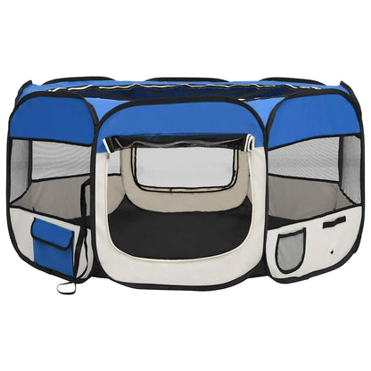 Foldable dog playpen with carrying bag, blue, 125x125x61cm