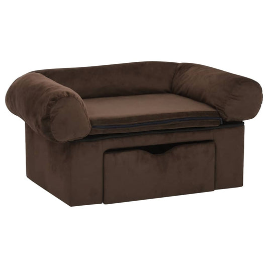 Dog sofa with drawer brown 75x50x38 cm plush