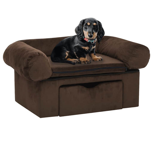 Dog sofa with drawer brown 75x50x38 cm plush