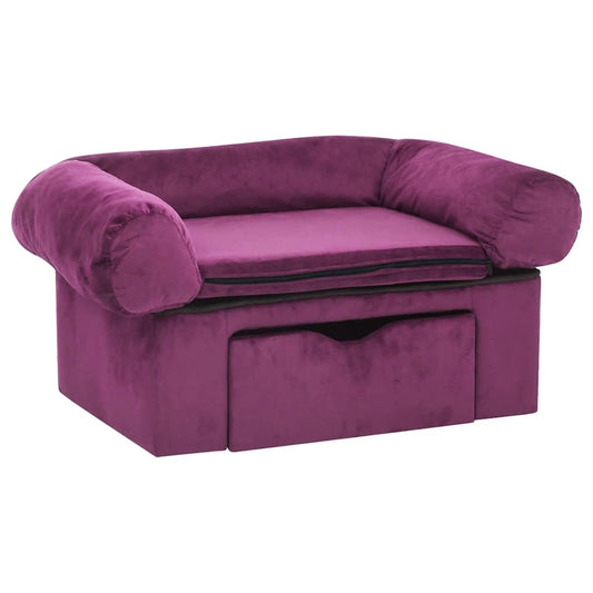 Dog sofa with drawer burgundy 75x50x38 cm plush