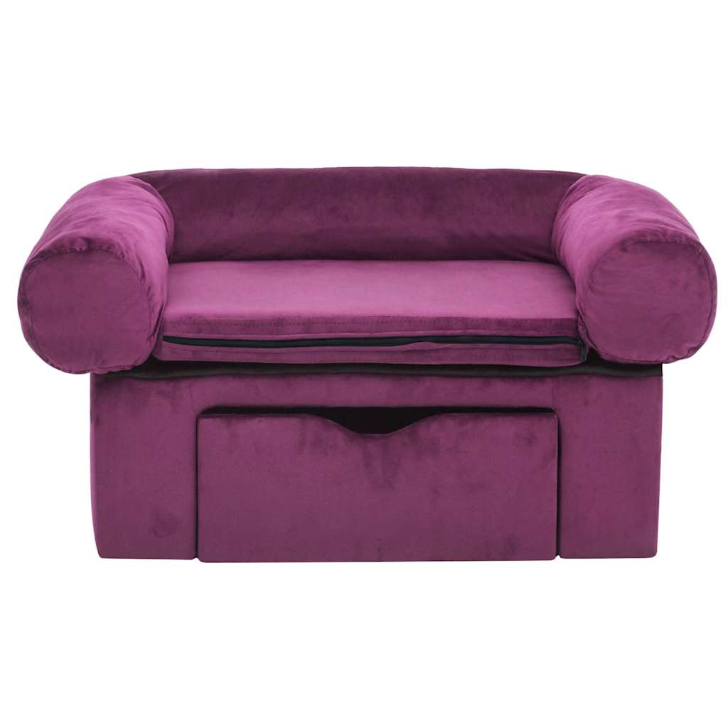 Dog sofa with drawer burgundy 75x50x38 cm plush