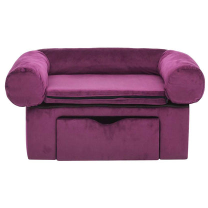 Dog sofa with drawer burgundy 75x50x38 cm plush