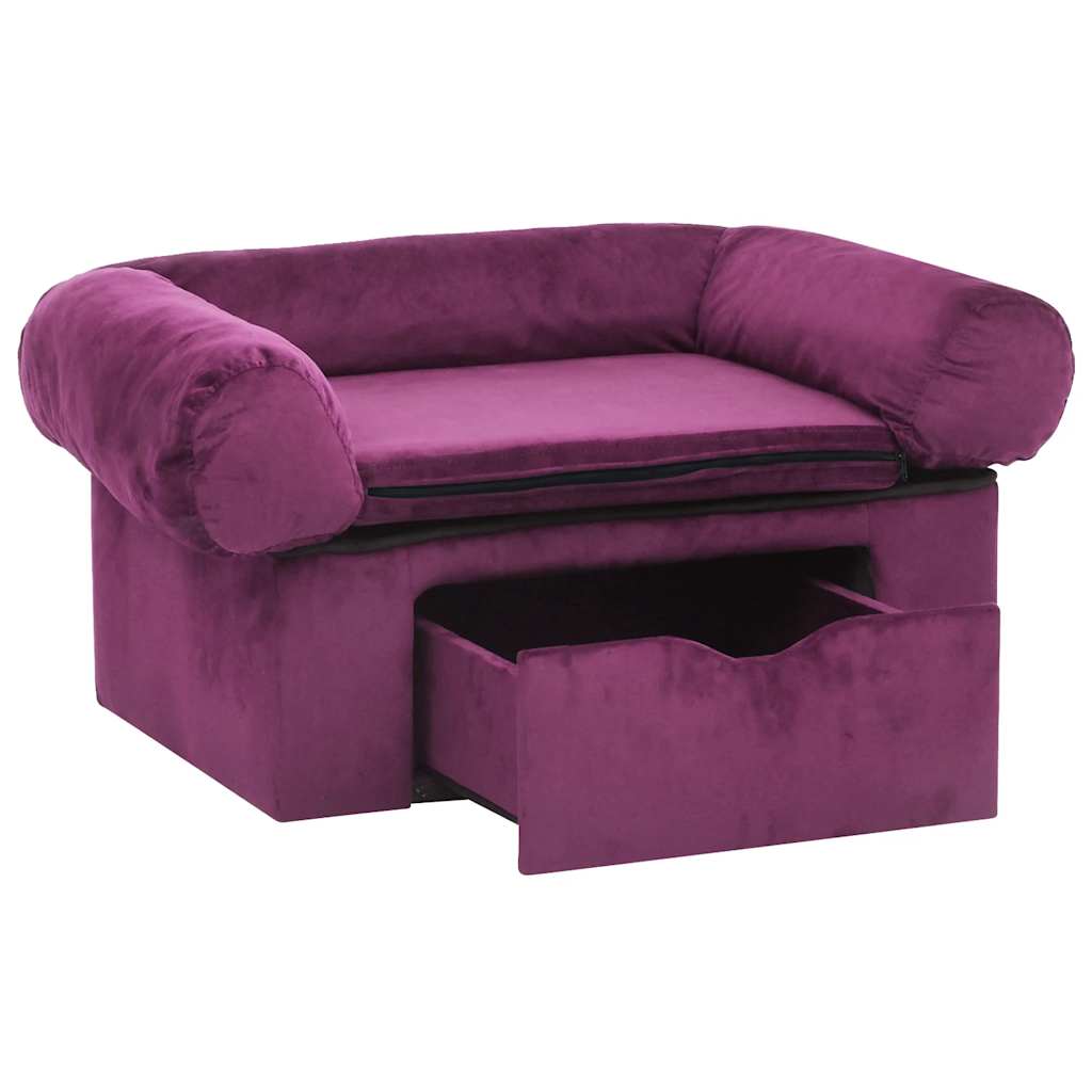 Dog sofa with drawer burgundy 75x50x38 cm plush