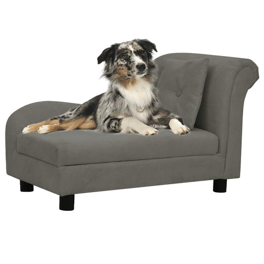 Dog sofa with cushion dark grey 83x44x44 cm plush