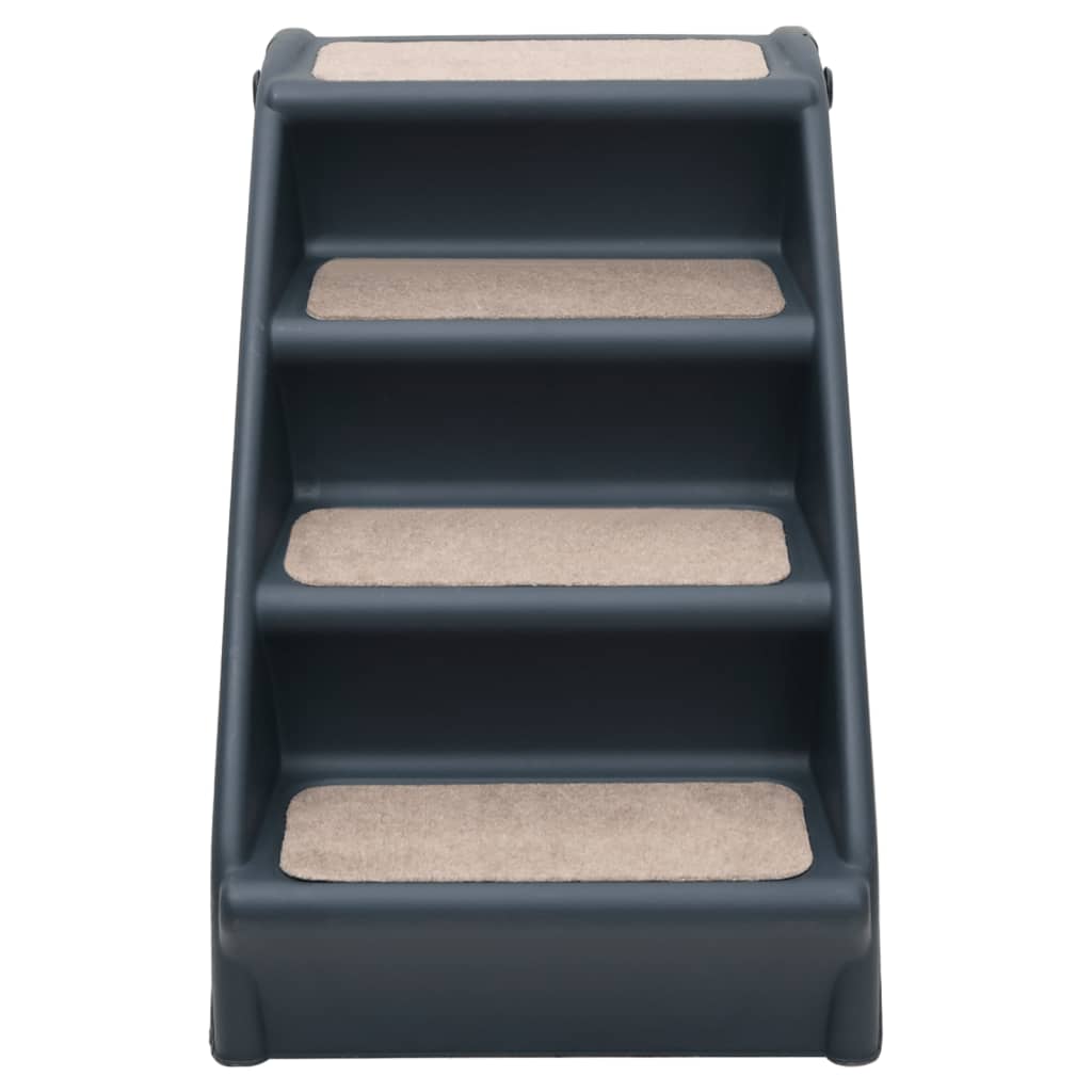 Foldable 4-step dog stairs dark gray