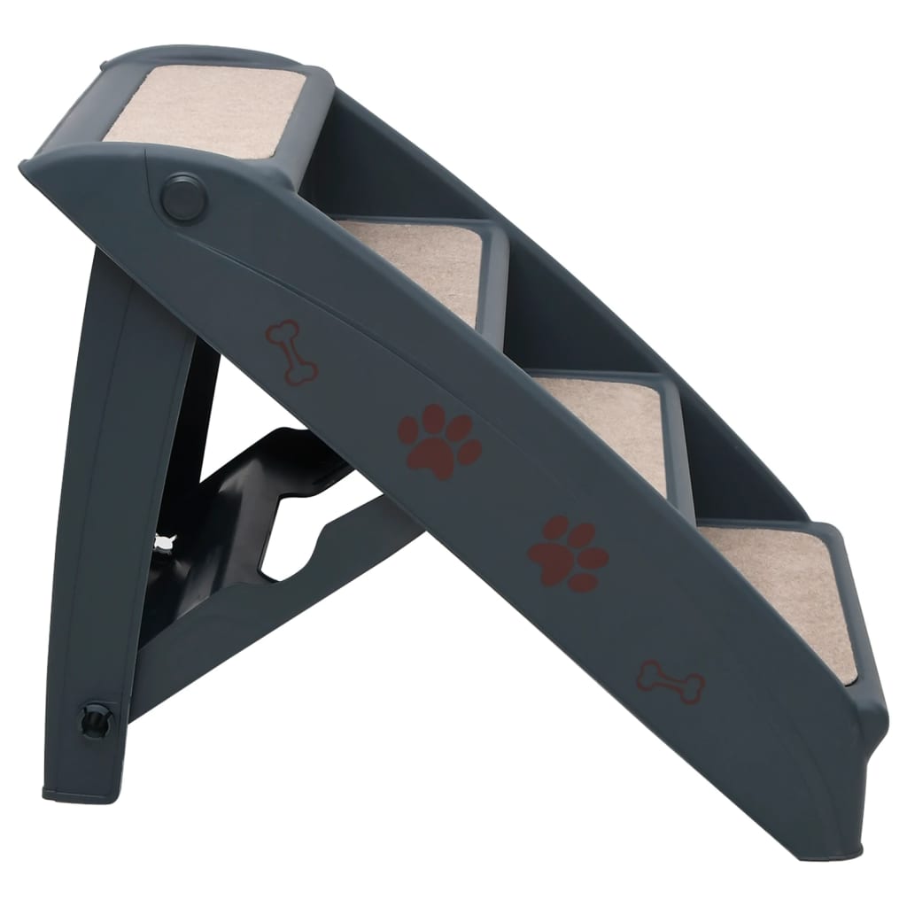 Foldable 4-step dog stairs dark gray