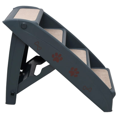 Foldable 4-step dog stairs dark gray