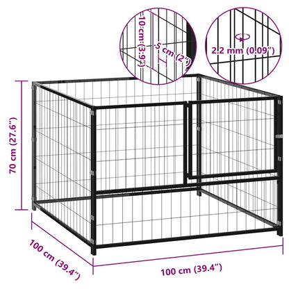 Dog cage black 100x100x70 cm steel