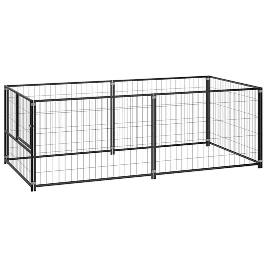 Dog cage black 200x100x70 cm steel