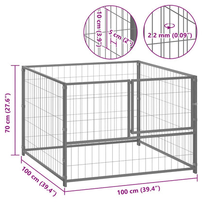 Dog cage silver 100x100x70 cm steel