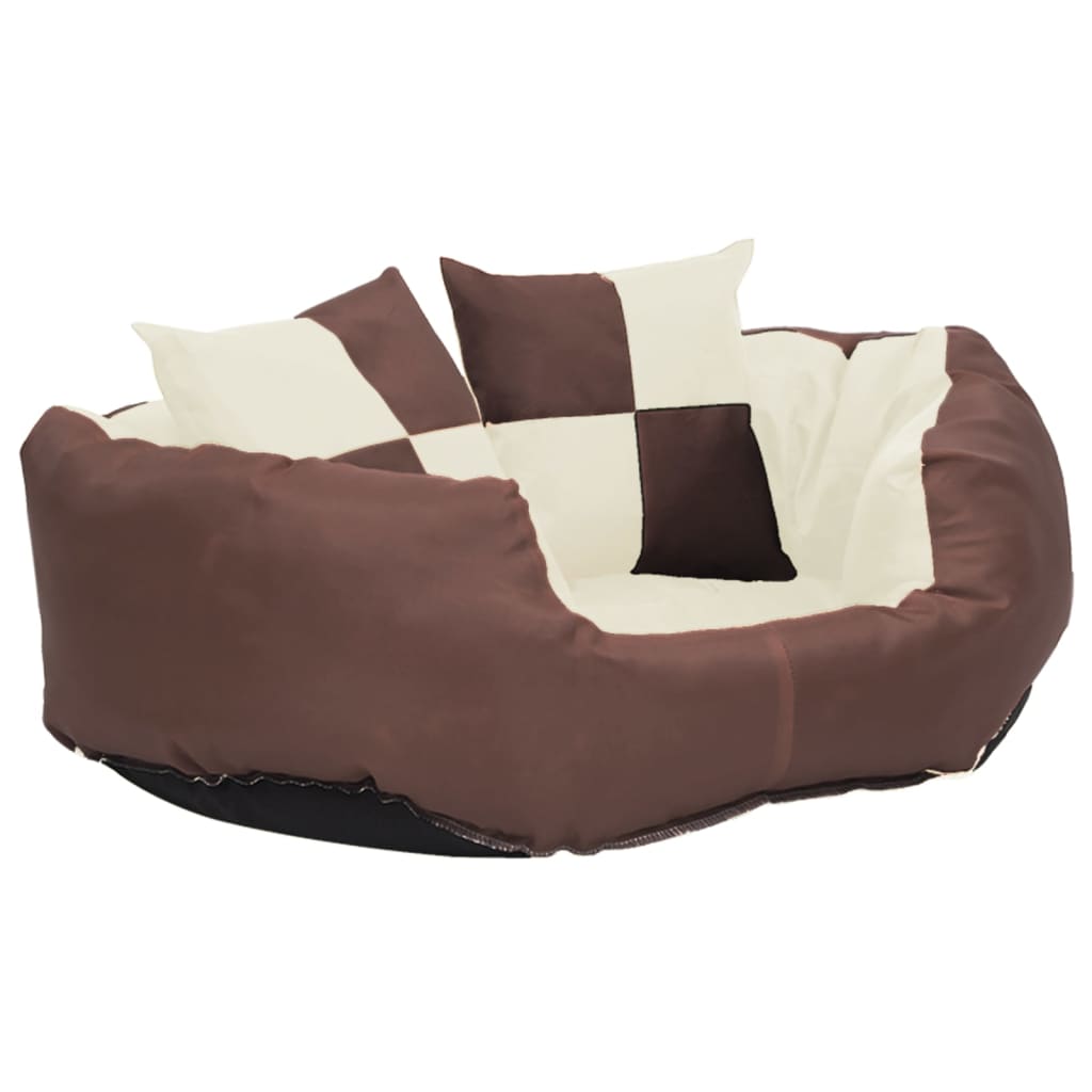 Double-sided washable dog pillow brown and cream 65x50x20 cm