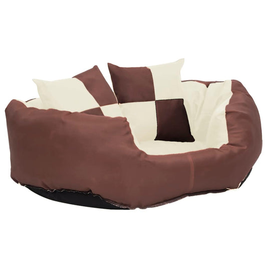 Double-sided washable dog pillow brown and cream 65x50x20 cm