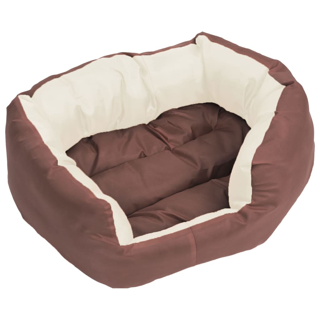 Double-sided washable dog pillow brown and cream 65x50x20 cm