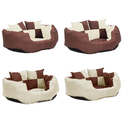 Double-sided washable dog pillow brown and cream 65x50x20 cm
