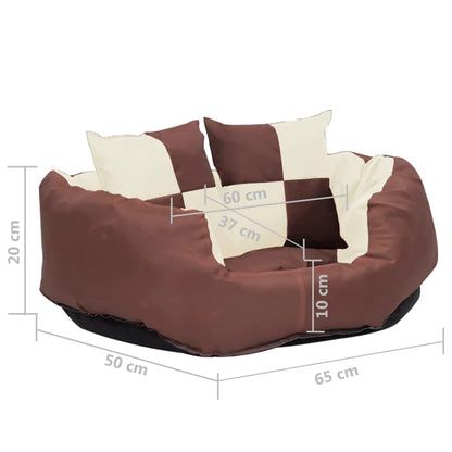 Double-sided washable dog pillow brown and cream 65x50x20 cm