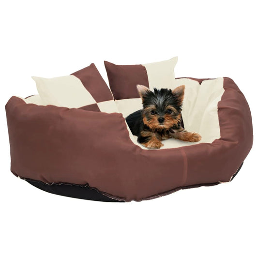 Double-sided washable dog pillow brown and cream 65x50x20 cm