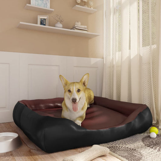 Dog bed black and brown 80x68x23 cm faux leather