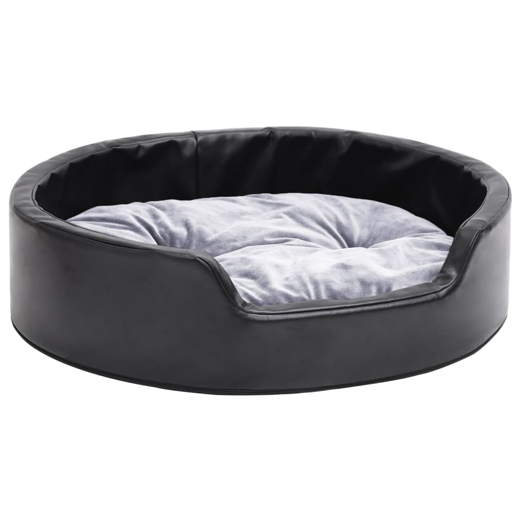 Dog bed black and gray 69x59x19 cm plush and faux leather