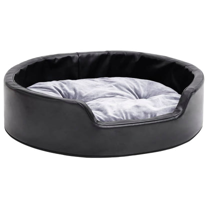 Dog bed black and gray 69x59x19 cm plush and faux leather