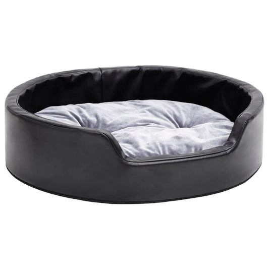 Dog bed black and gray 69x59x19 cm plush and faux leather