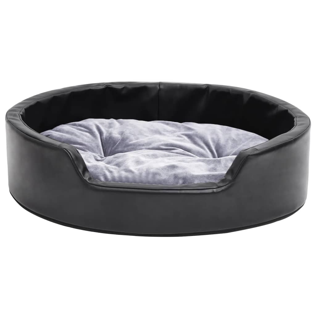 Dog bed black and gray 69x59x19 cm plush and faux leather