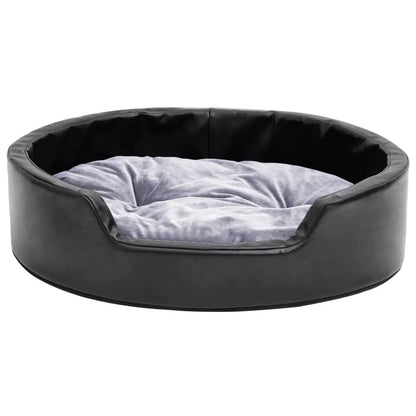 Dog bed black and gray 69x59x19 cm plush and faux leather