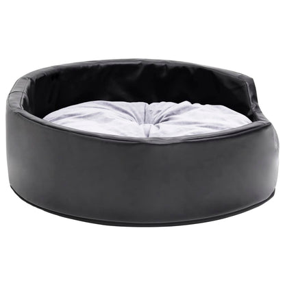 Dog bed black and gray 69x59x19 cm plush and faux leather