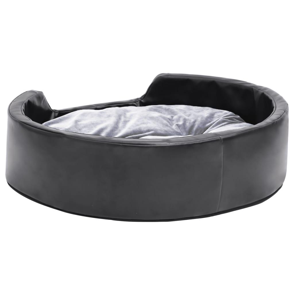 Dog bed black and gray 69x59x19 cm plush and faux leather
