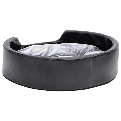 Dog bed black and gray 69x59x19 cm plush and faux leather