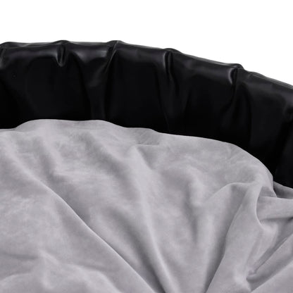 Dog bed black and gray 69x59x19 cm plush and faux leather