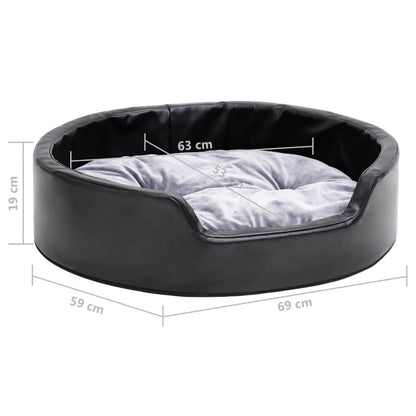 Dog bed black and gray 69x59x19 cm plush and faux leather