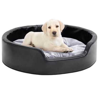 Dog bed black and gray 69x59x19 cm plush and faux leather