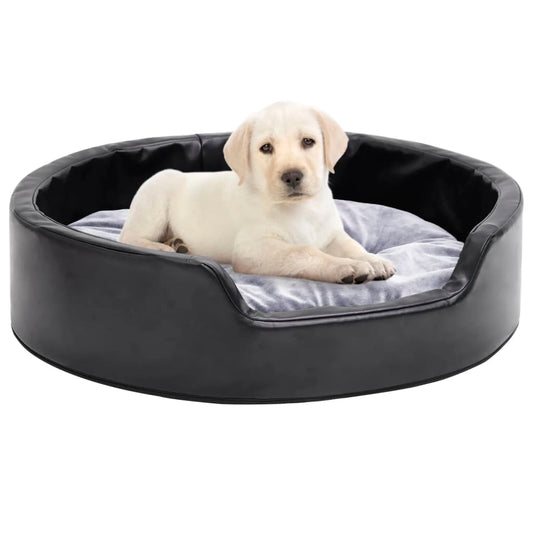 Dog bed black and gray 69x59x19 cm plush and faux leather