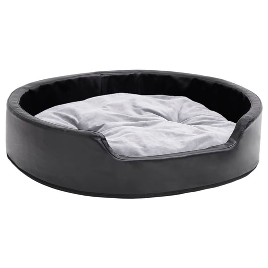 Dog bed black and gray 79x70x19 cm plush and faux leather