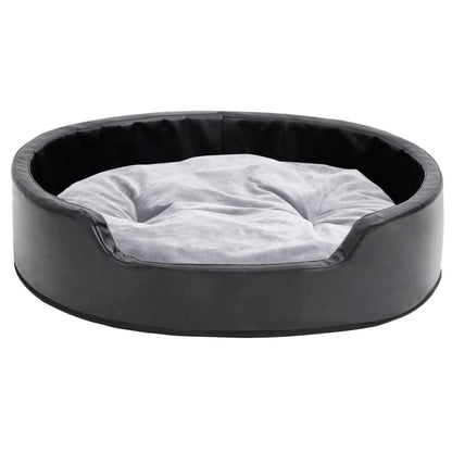 Dog bed black and gray 79x70x19 cm plush and faux leather