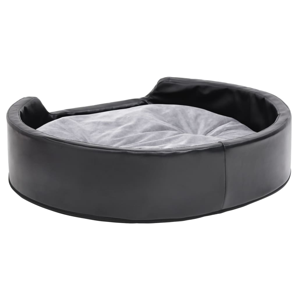 Dog bed black and gray 79x70x19 cm plush and faux leather
