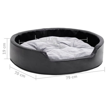 Dog bed black and gray 79x70x19 cm plush and faux leather