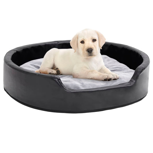 Dog bed black and gray 79x70x19 cm plush and faux leather
